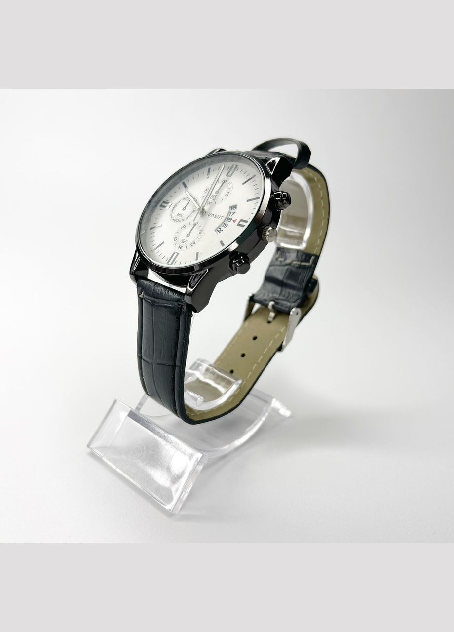 Часы наручные VOSHT Мужские с датой метки механизм кварцевый ремешок кожзам Черный Geneva (316660105)