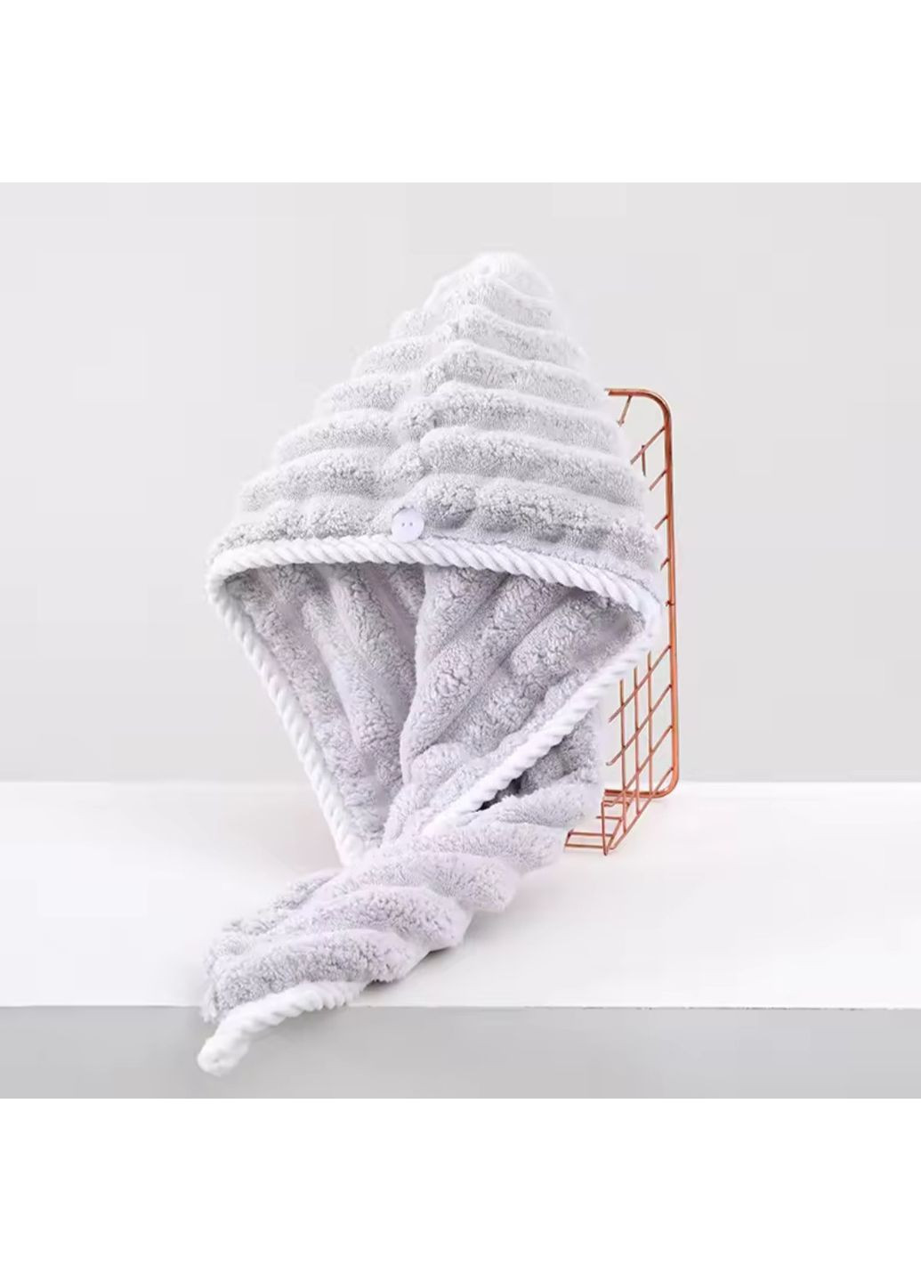 Жіночий рушник-тюрбан із ґудзиком для сушіння голови та волосся No Brand (365963617)