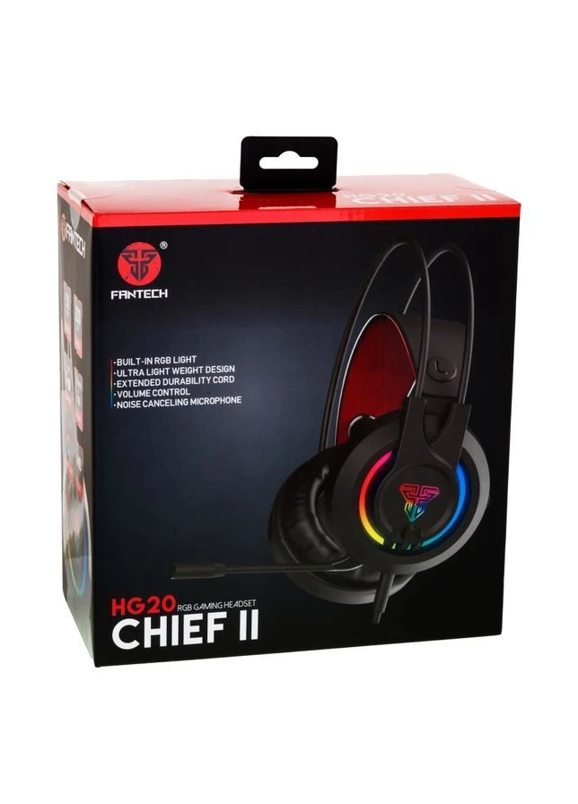 Наушники игровые HG20 Chief II, RGB, драйверы 50мм, микрофон на гибкой ножке, USB + 2×3.5мм AUX, кабель 2м, 260г, Black Fantech (401414912)