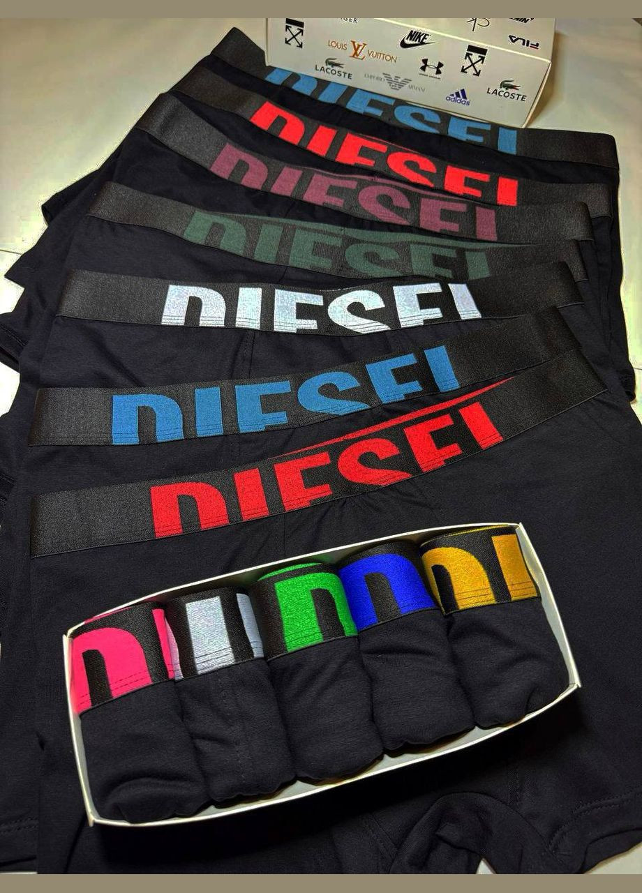 Труси DIESEL чорні різнокольоровий напис🆕🔝‼️ ▫️Склад: 95% котон 5% еластан No Brand (331175201)