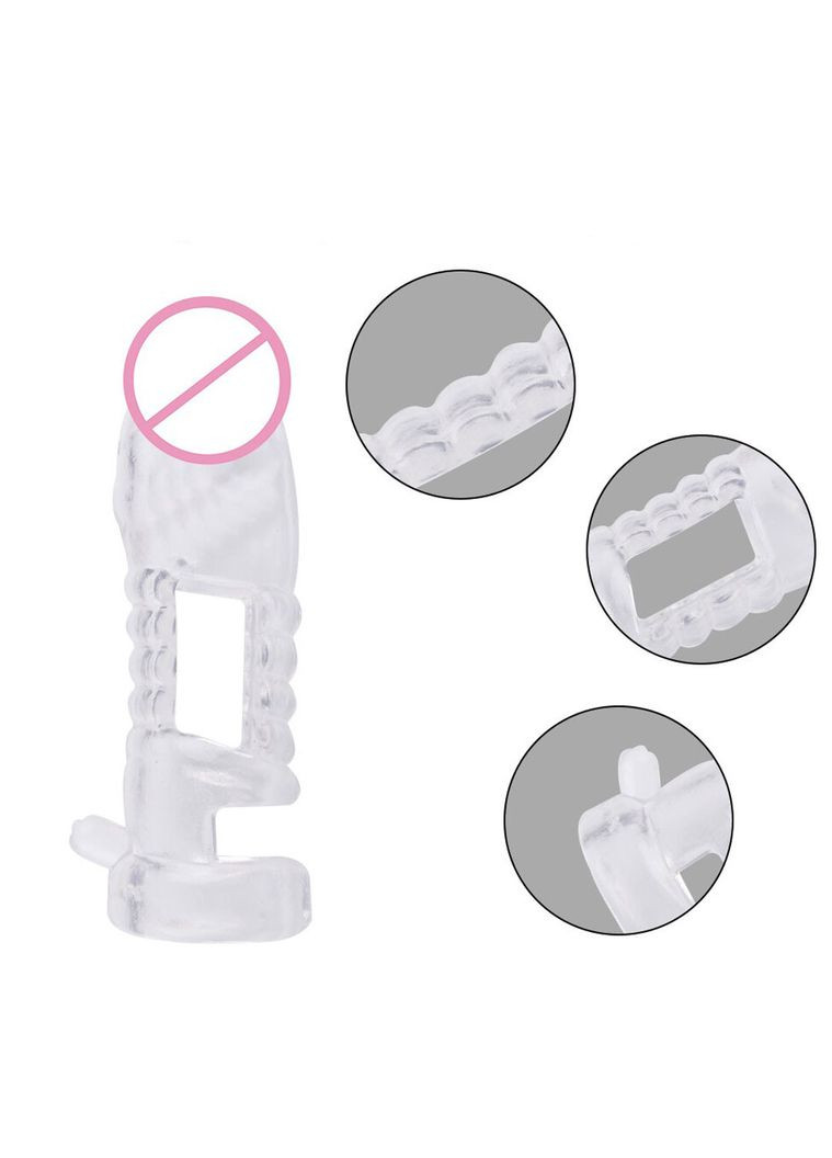 Эластичная рельефная насадка с вибрацией на член для стимуляции с рельефом точками China (317747601)