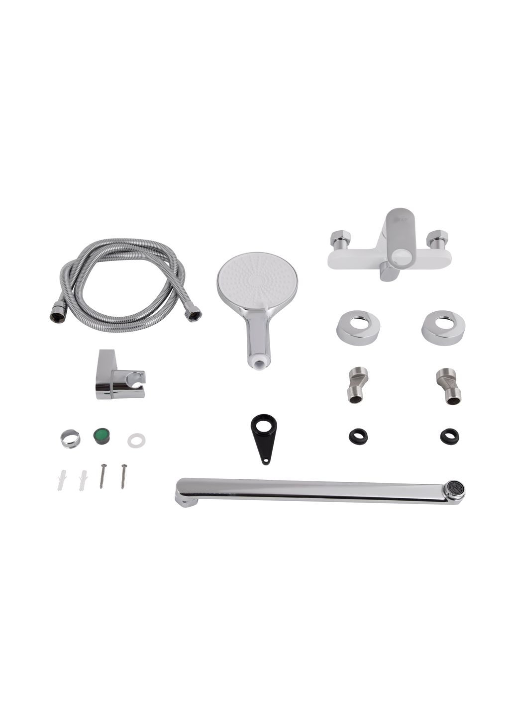 Змішувач для ванни Jay з довгим поворотним виливом (з душовим гарнітуром) QTJAY2601CRW45552 Chrome/White Qtap (324805294)