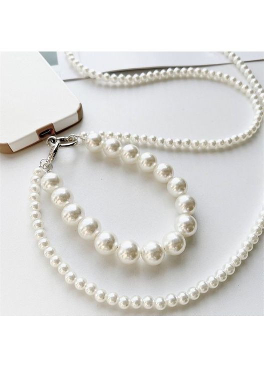 Сотуар 2 в 1 ремешок-шнур для телефона с бусинами имитацией жемчуга на шею, руку, через плечо No Brand (328958187)