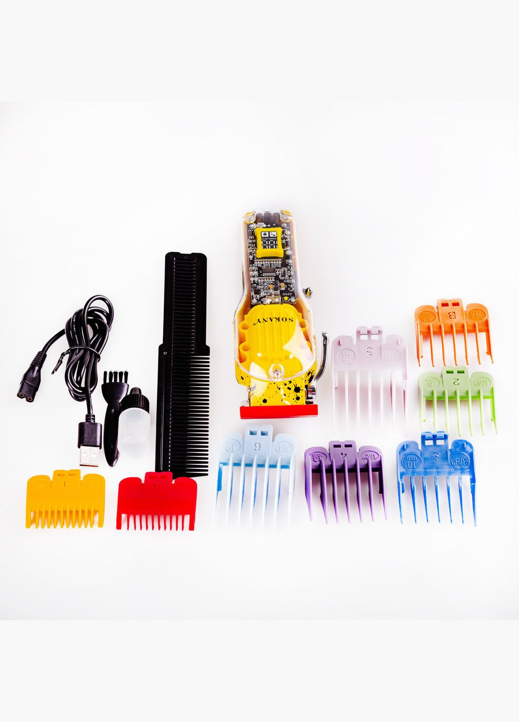 Машинка для стрижки волосся SK-LF-9970 акумуляторна з 8 насадками Жовтий Sokany (327874771)