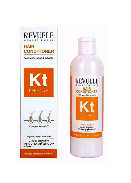 Кондиціонер KERATIN+ для ламкого тьмяного тонкого волосся 200 мл REVUELE Кондиціонер (317572494)