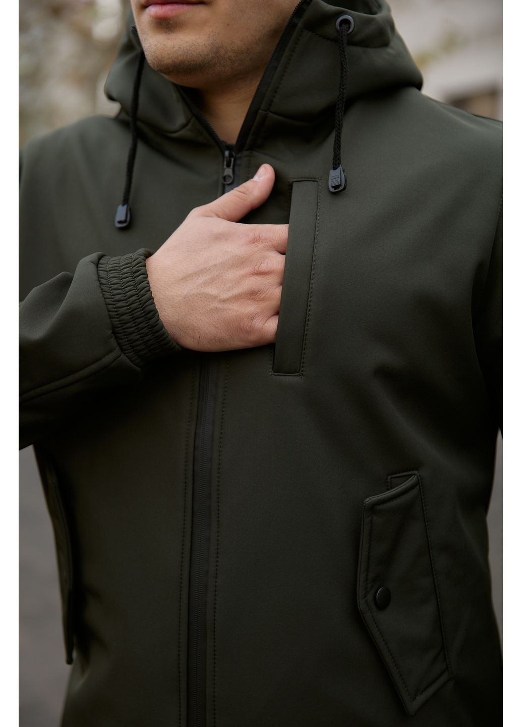 Оливковый (хаки) демисезонный стильный мужской костюм No Brand