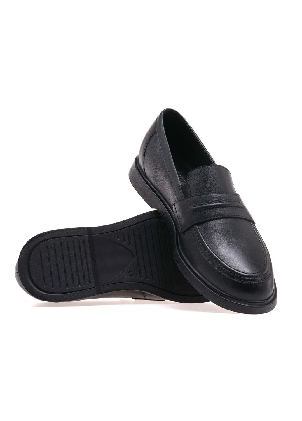 Черные лоферы мужские 417-1/black leather Ikos
