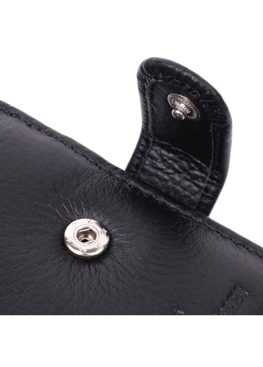 Качественный горизонтальный бумажник из натуральной кожи ST Leather Черный Верховинка 22455 (398255294)