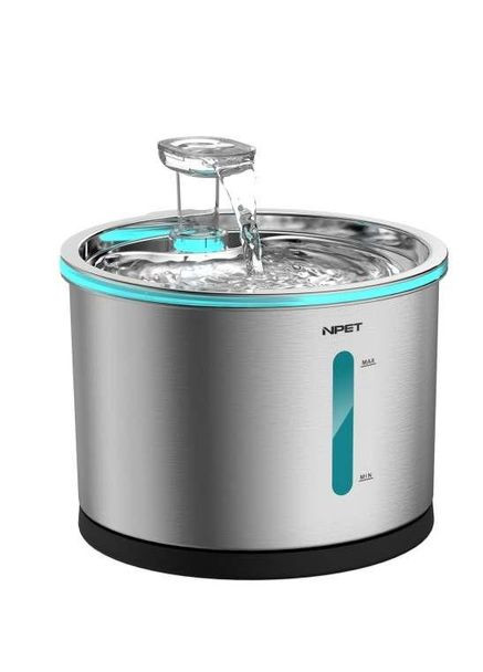 Питний фонтан для котів та собак WF210 1.5L, поїлка з нержавіючої сталі з підсвічуванням NPET (299915577)