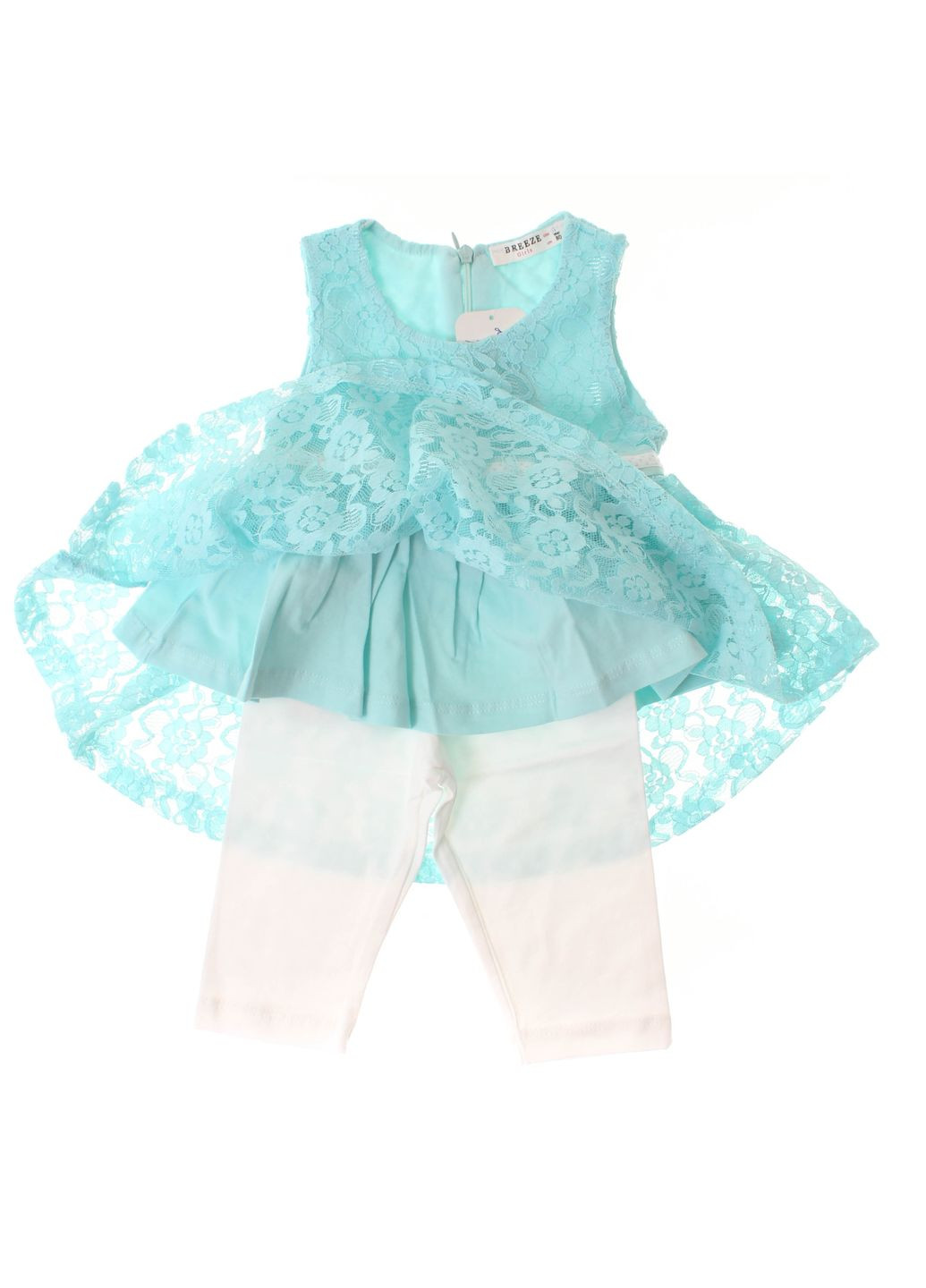 Блакитний літній туніка + капрі 12952 блакитний і кремовий Breeze