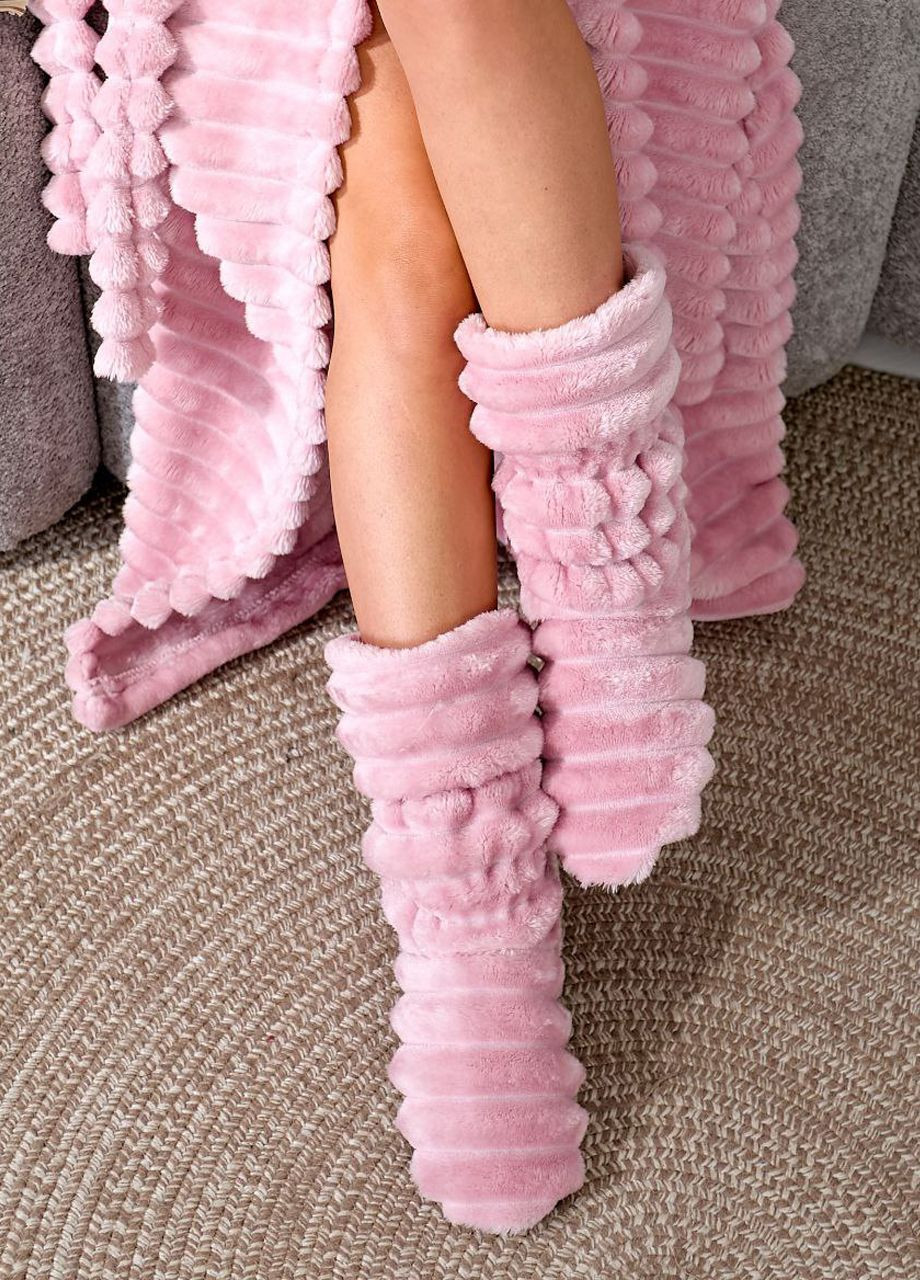 Теплий жіночий халат міді з капюшоном та чобітками полірована махра Selim-tekstil (352529313)