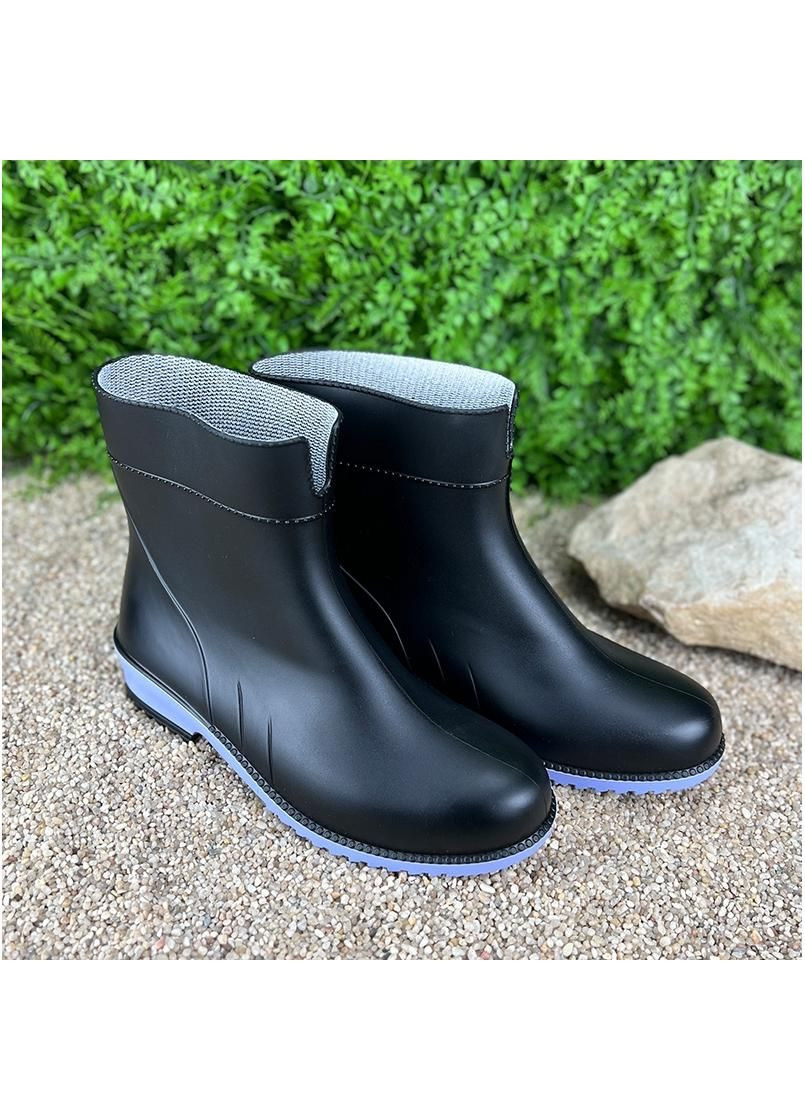 Черные гумовi жiночi чоботи короткi e-00863-3 чорнi Litma