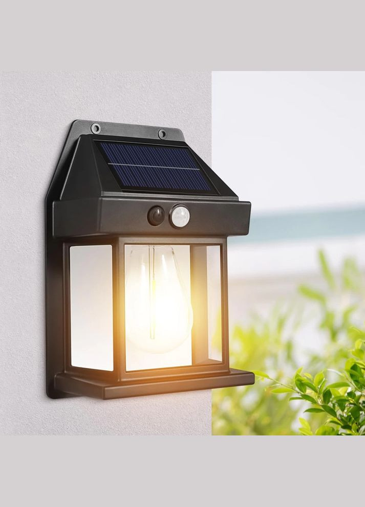 Настенный солнечный светильник с датчиком движения и имитацией лампы накаливания. No Brand (346871888)