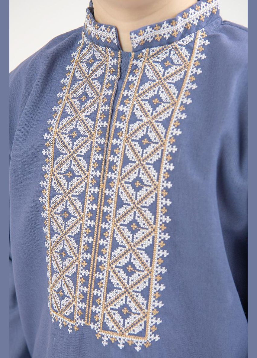 Светло-синяя вышиванка для мальчика лен светло-синяя Україна лен (313453255)