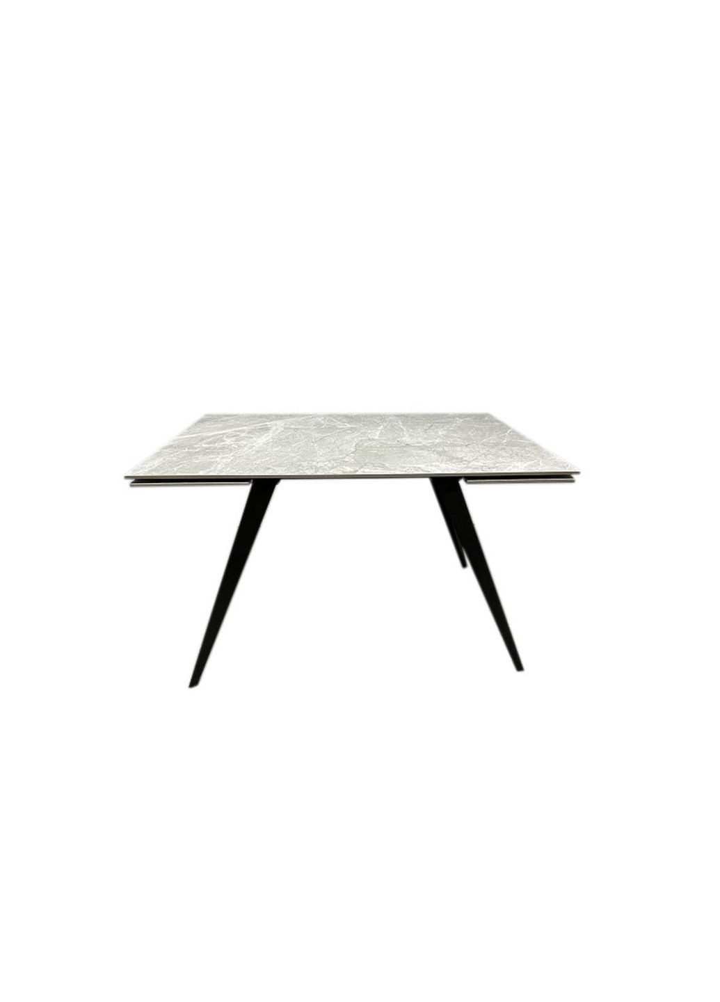 Стіл обідній розкладний Торі Кераміка 120/180х80х75 сірий мат чорні ноги Prestol (372178835)
