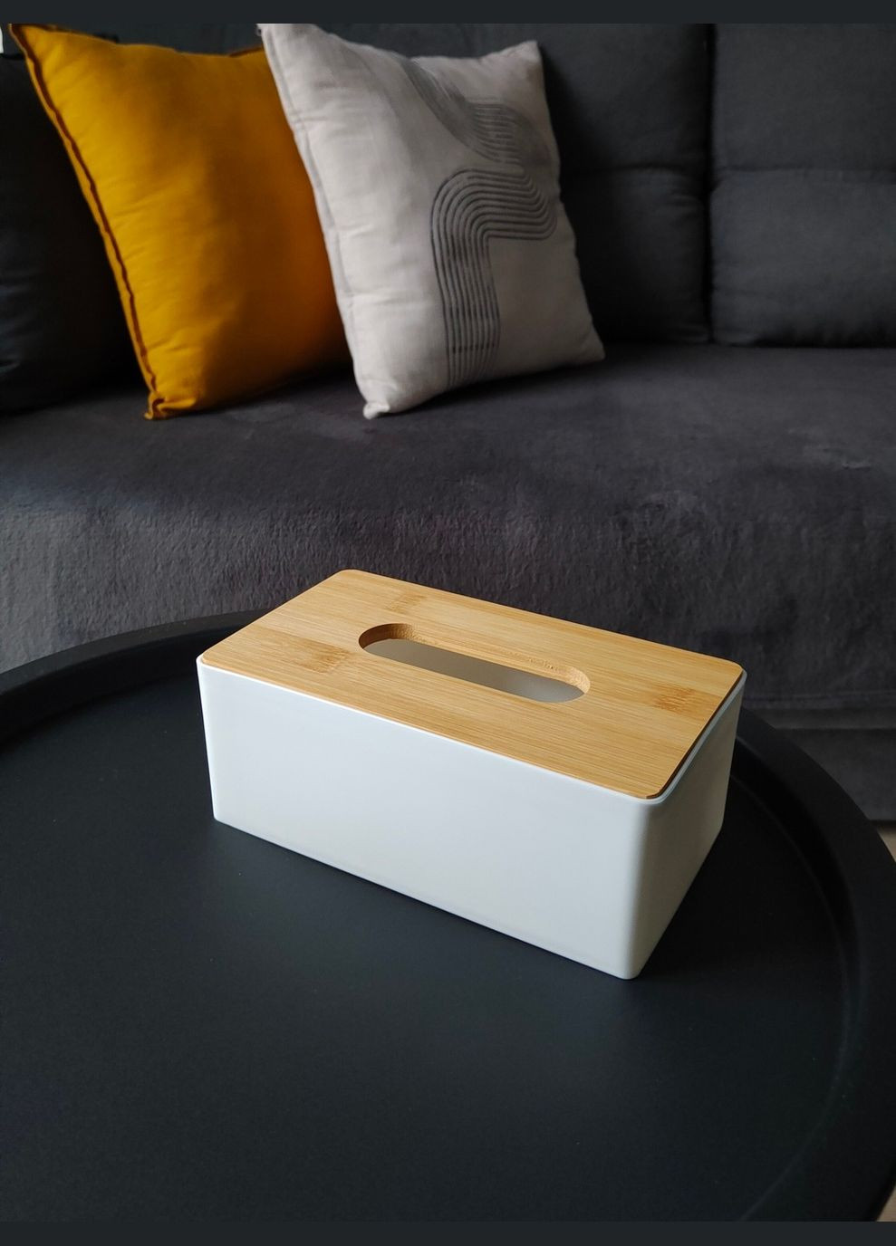 Салфетка 21 х 12 х 8 см с бамбуковой крышкой белая No Brand (347332508)