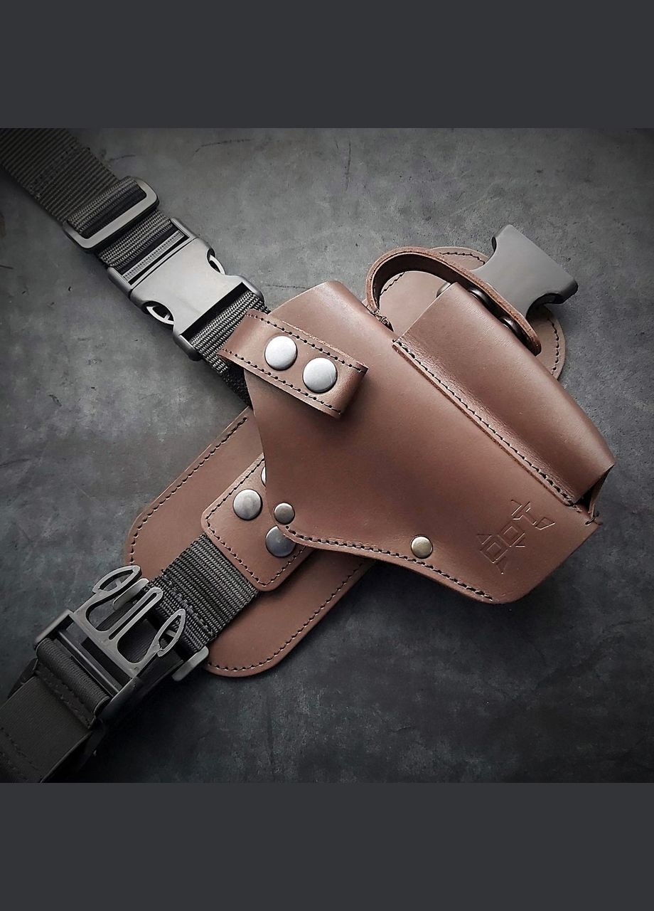 Кобура на бедро под GLOCK 17 кожаная| коричневая No Brand (339621643)