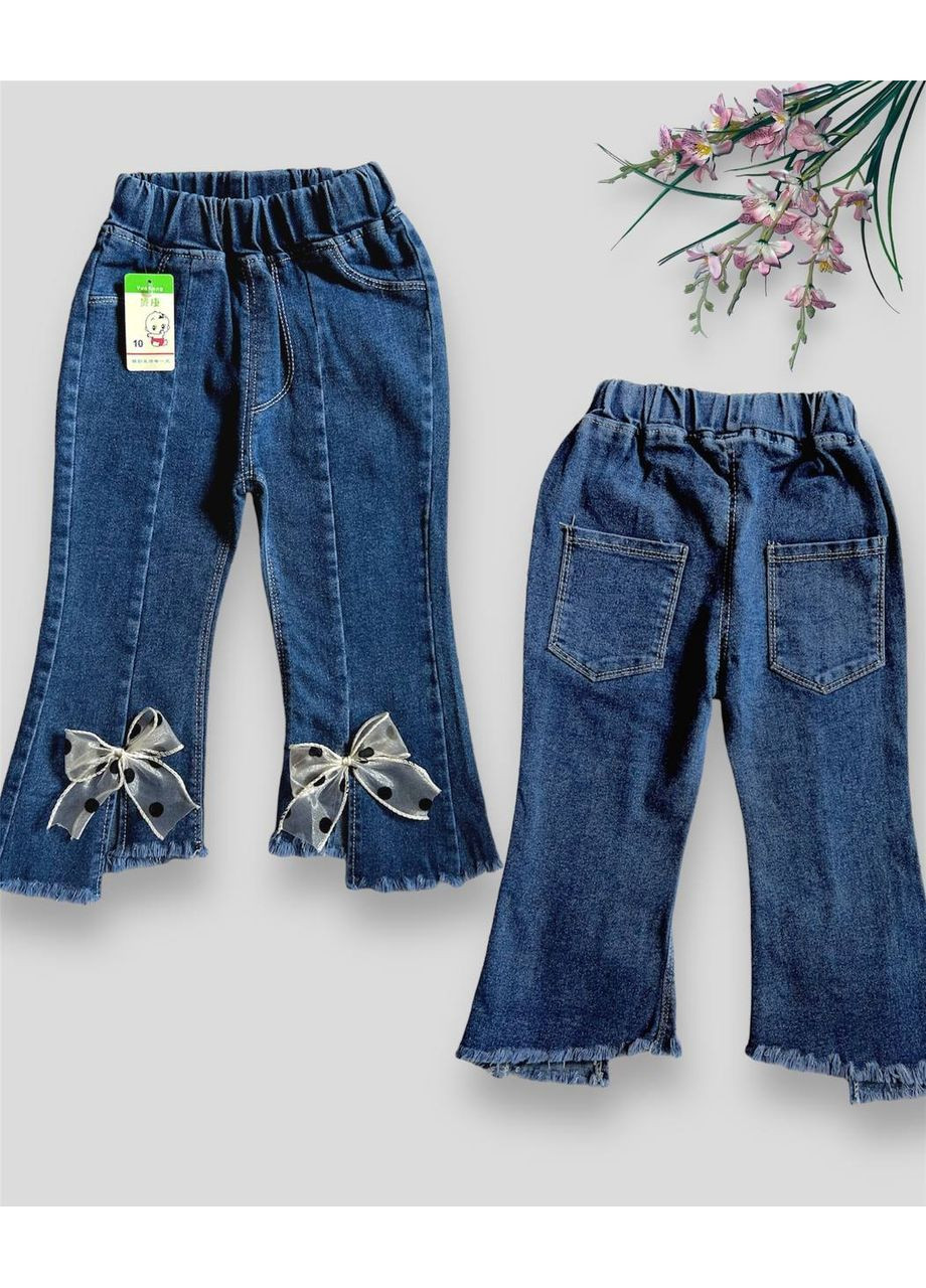 Синие демисезонные клеш модные джинсы для девочки No Brand