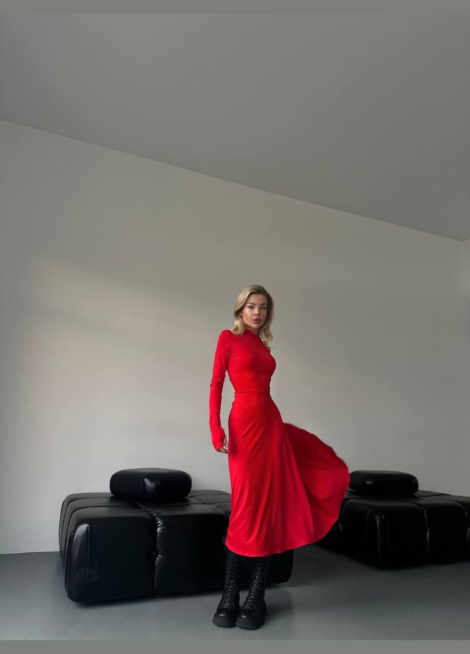 Червона вечірня жіноча сукня максі а-силует Avanti однотонна