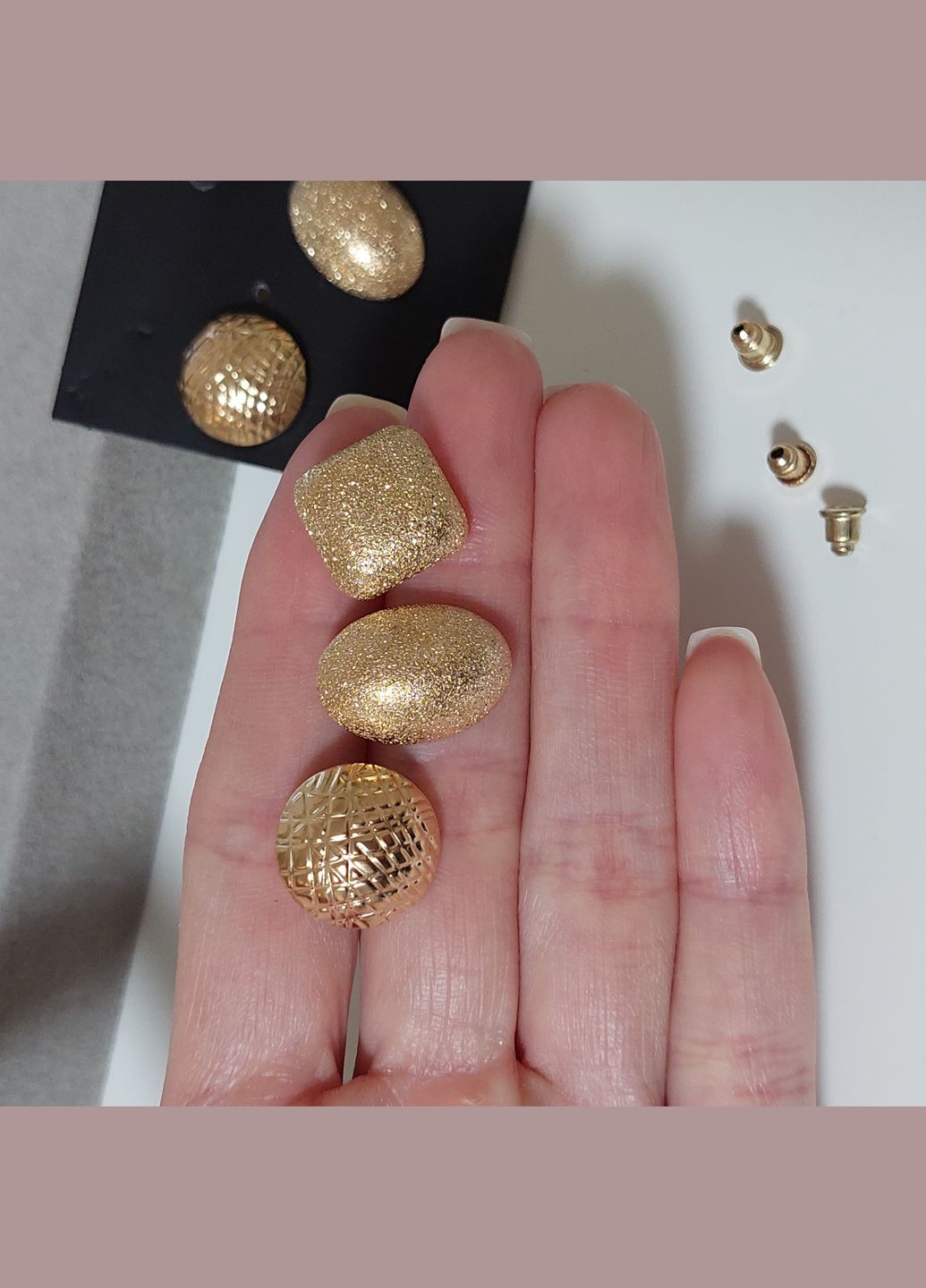 Сережки гвоздики набір з 3 пар BS045 золотий DeKolie (332622480)