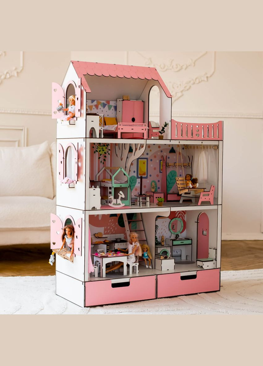 Кукольный домик для Барби Люкс розовый (kdb005) NestWood (303632987)