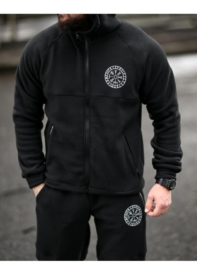 Чоловічий флісовий спортивний костюм Руни чорний осінь/зима No Brand (368848769)