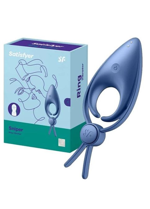 Ерекційне віброкільце ласо з регулюванням розміру Sniper Blue - CherryLove Satisfyer (283251329)