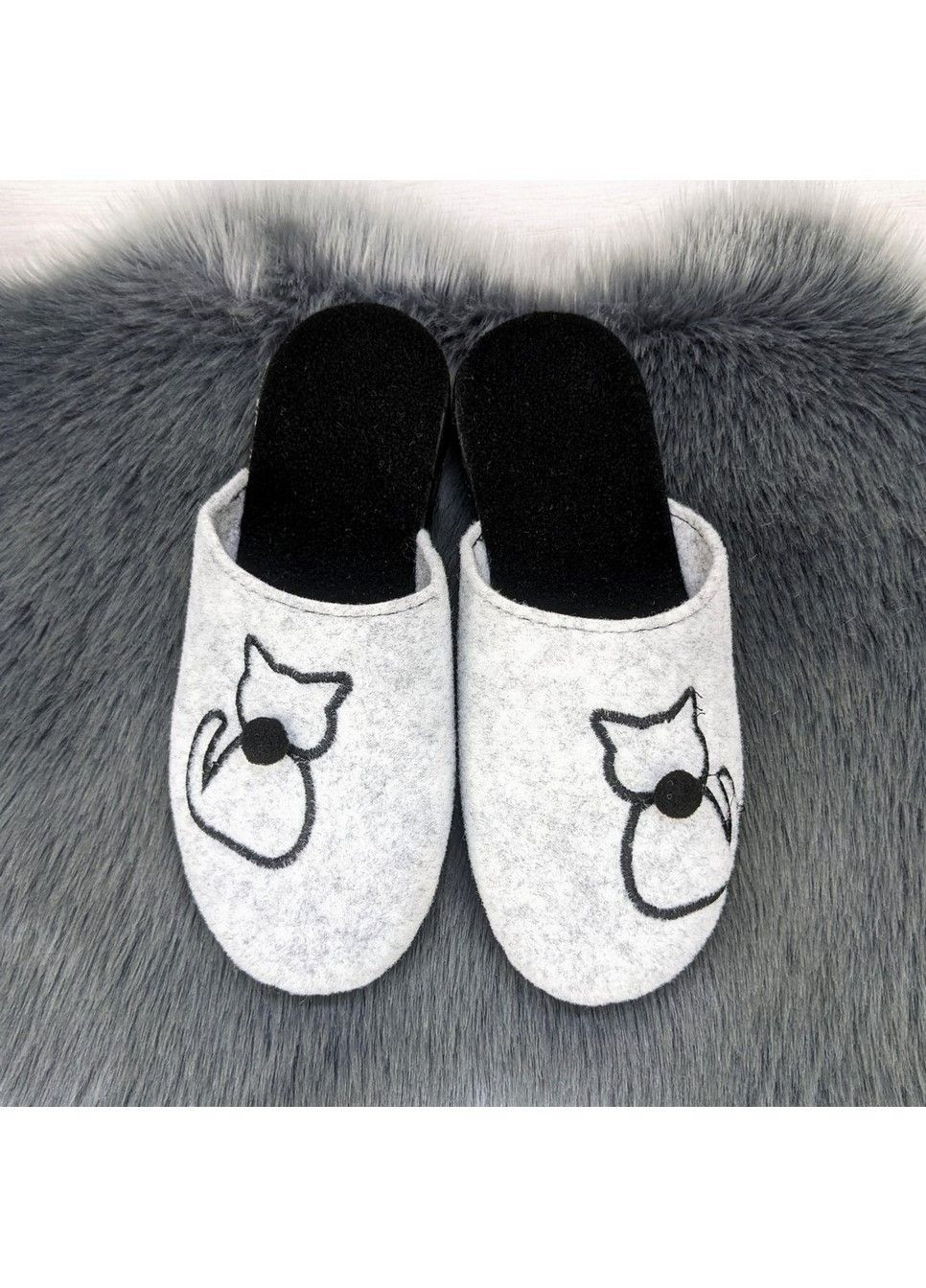 Светло-серые тапочки женские войлочные на полиуретановой подошве klerotex No Brand