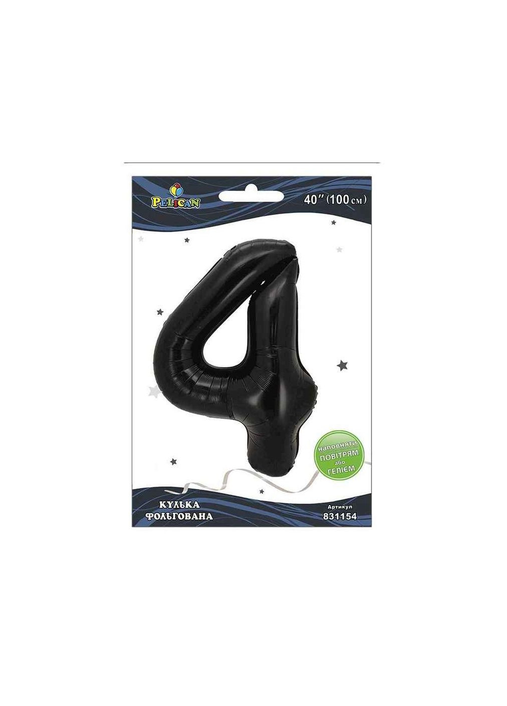Шарик фольгированный цифра 40' (100 см) 1 "4" черный PELICAN (354341915)