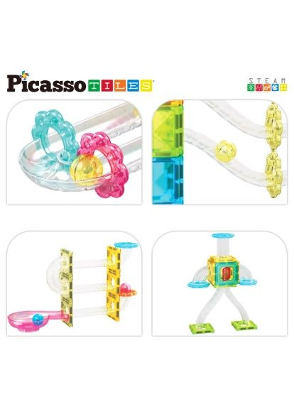 Конструктор 60 деталей (817338028299) Picasso магнітний Tiles Mini Diamond Marble Run Track Set (366695104)