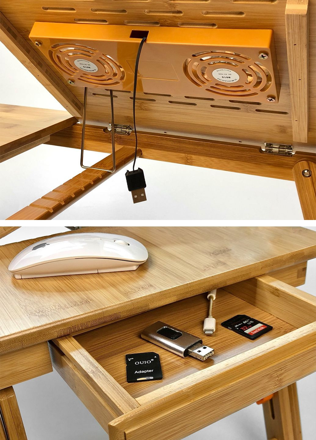 Бамбуковий столик для ноутбука T26 New з підставкою для смартфона UFT (303723995)