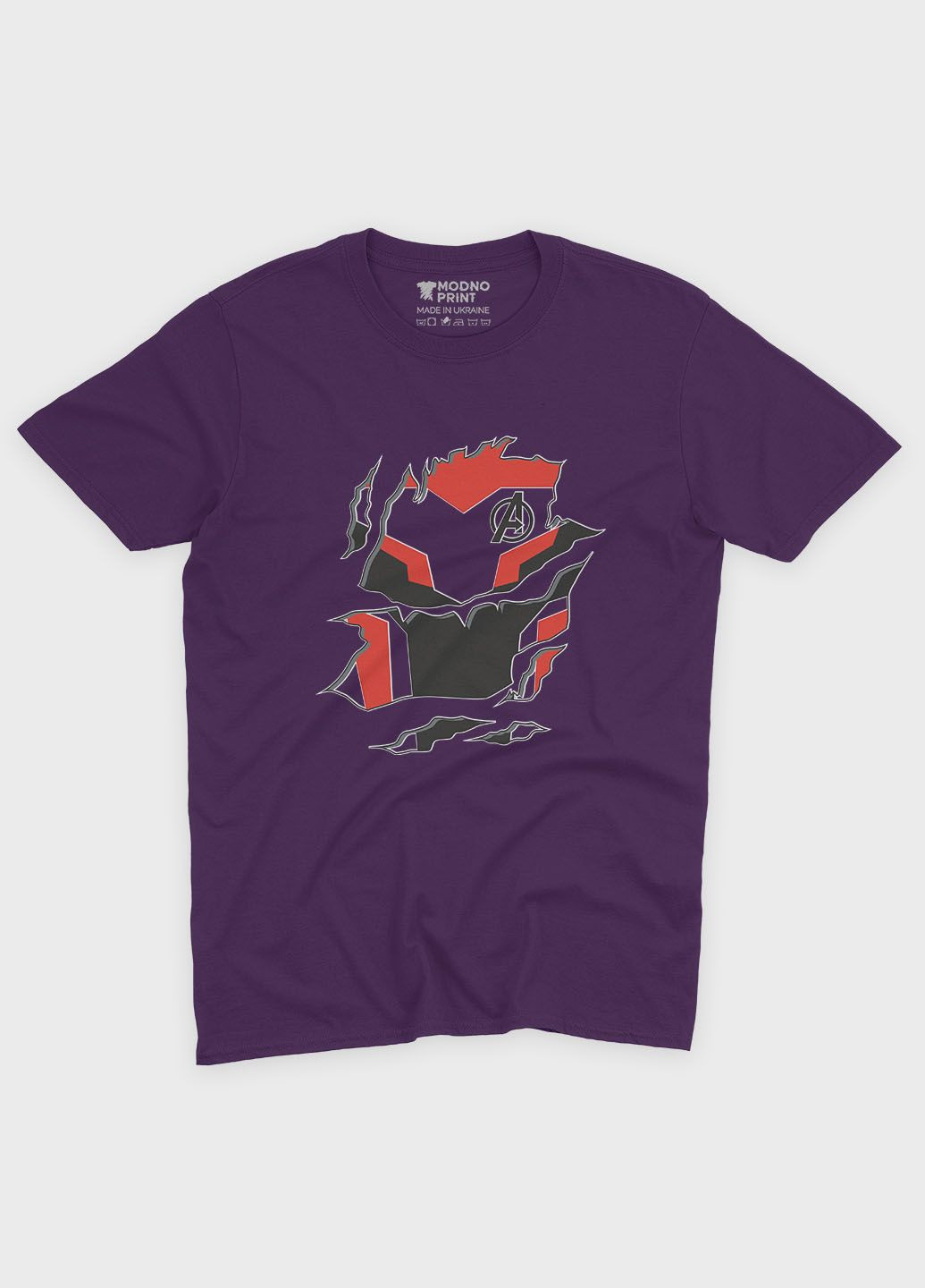 Фіолетова демісезонна футболка для хлопчика з принтом супергероя - залізна людина (ts001-1-dby-006-016-006-b) Modno