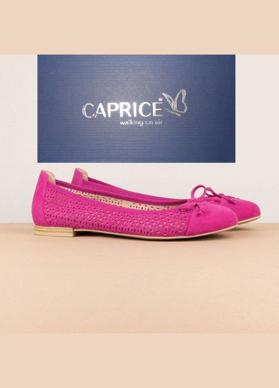 Жіночі жіночі перфоровані замшеві балетки рожевого кольору тм, німеччина Caprice | рожеві перфорація натуральна замша (315503053)