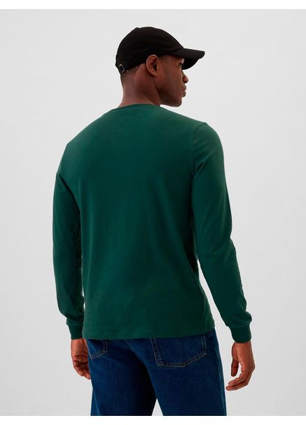 Темно-зеленый демисезонный праздничный, коктейльный, спортивный, деловой, домашний, пляжный, карнавальный, откровенный, повседневный, кэжуал, джинсовый, вечерний лонгслив Gap однотонный