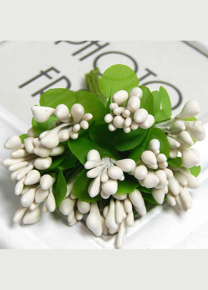 Штучні тичинки Лакові, букетик, білі, 12 шт No Brand (340482687)