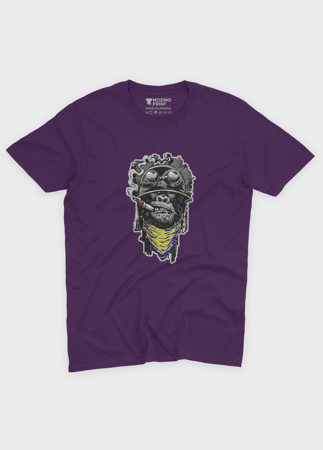 Фіолетова демісезонна футболка для хлопчика з патріотичним принтом горила (ts001-4-dby-005-1-105-b) Modno