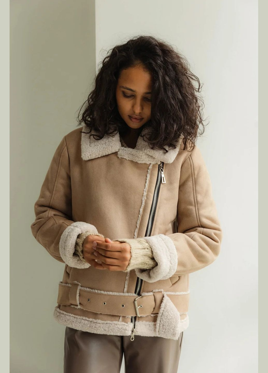 Бежева демісезонна косуха-авіатор Seventeen