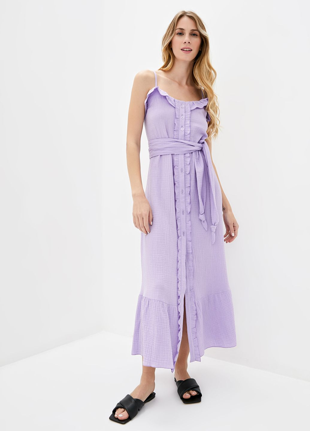 Фіолетова кежуал довга сукня із мусліну лавандового кольору. ORA однотонна