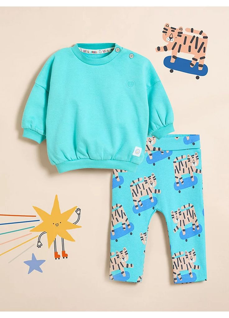 Бирюзовый зимний костюм из свитера и леггинсов little angels blue tiger George