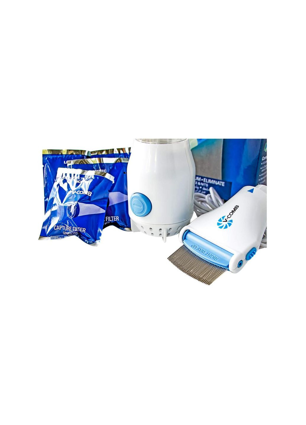 Расческа электрическая для удаления вшей блох гнид V-Comb гребень для вычесывания с вытяжкой No Brand (316034712)