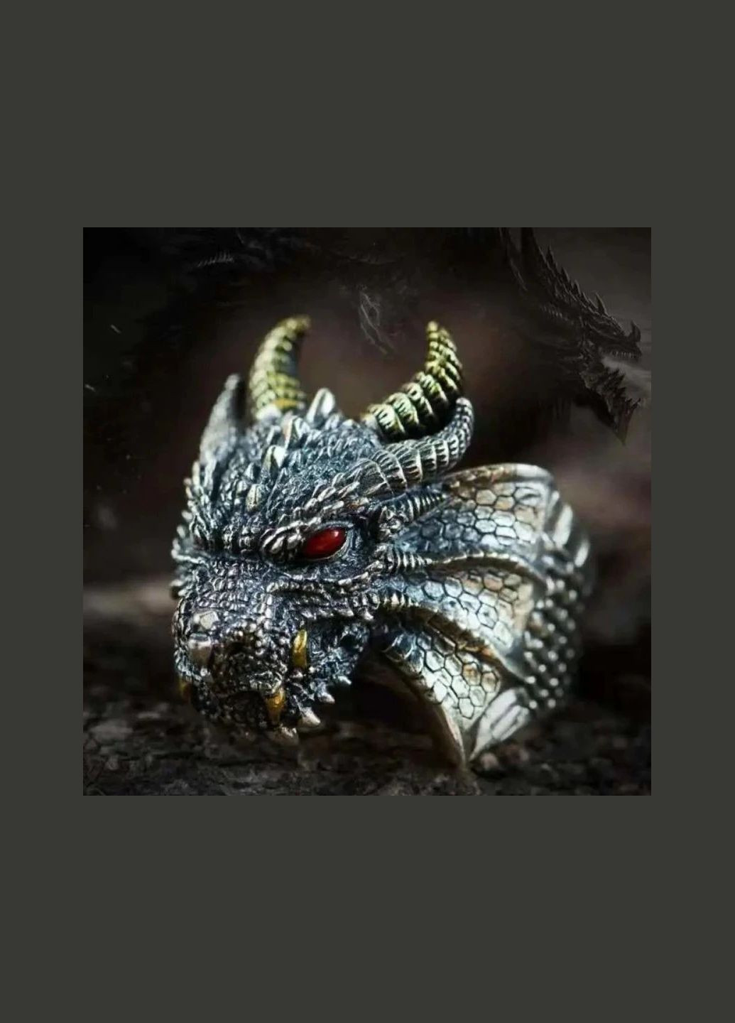 Модное мужское кольцо в виде дракона с синими злазами, кольцо дракон символ власти, регулируемый Fashion Jewelry (285110712)