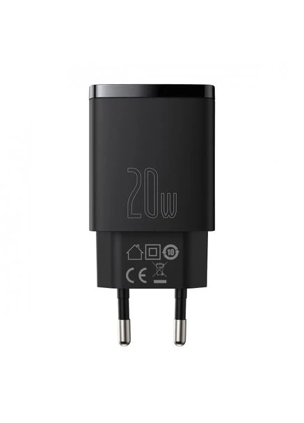 Мережевий зарядний пристрій U+C 20W EU Black (CCXJ-B01) Baseus Compact Quick Charger (378156670)