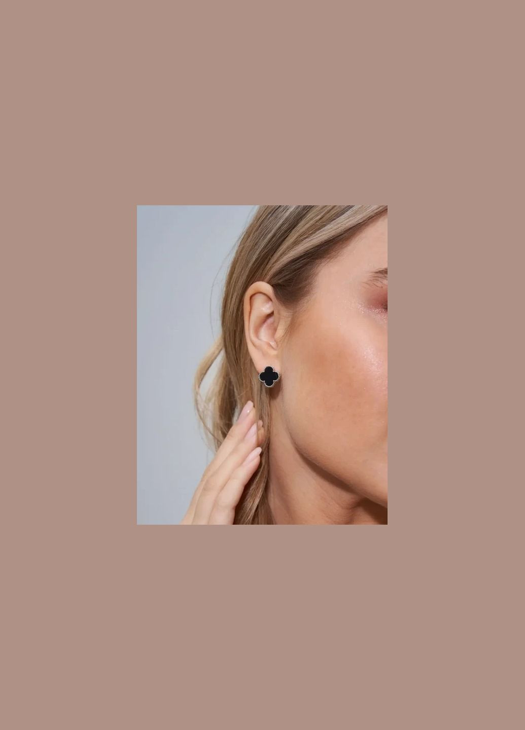 Сережки клевер черный конюшина английский замок Fashion Jewelry серебристый цвет No Brand (322337175)