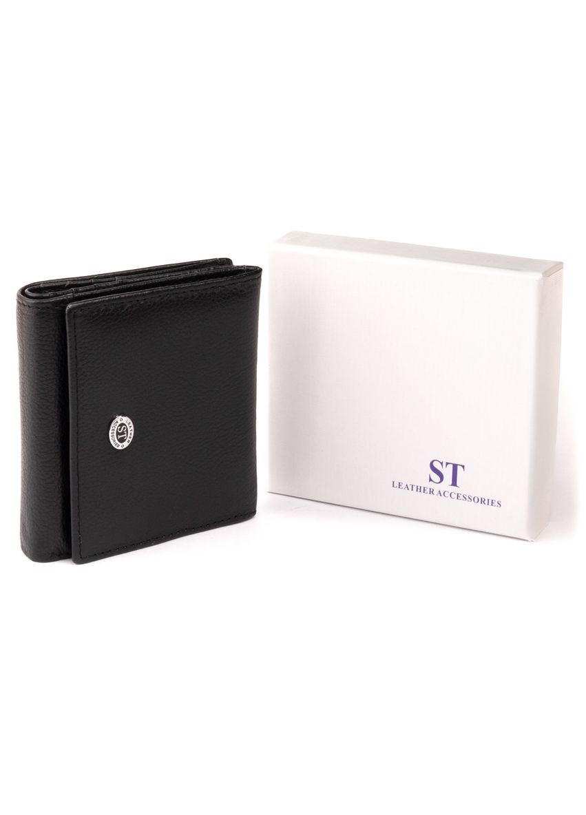 Жіночий гаманець із натуральної шкіри з монетницею 19256 Чорний st leather (306881651)