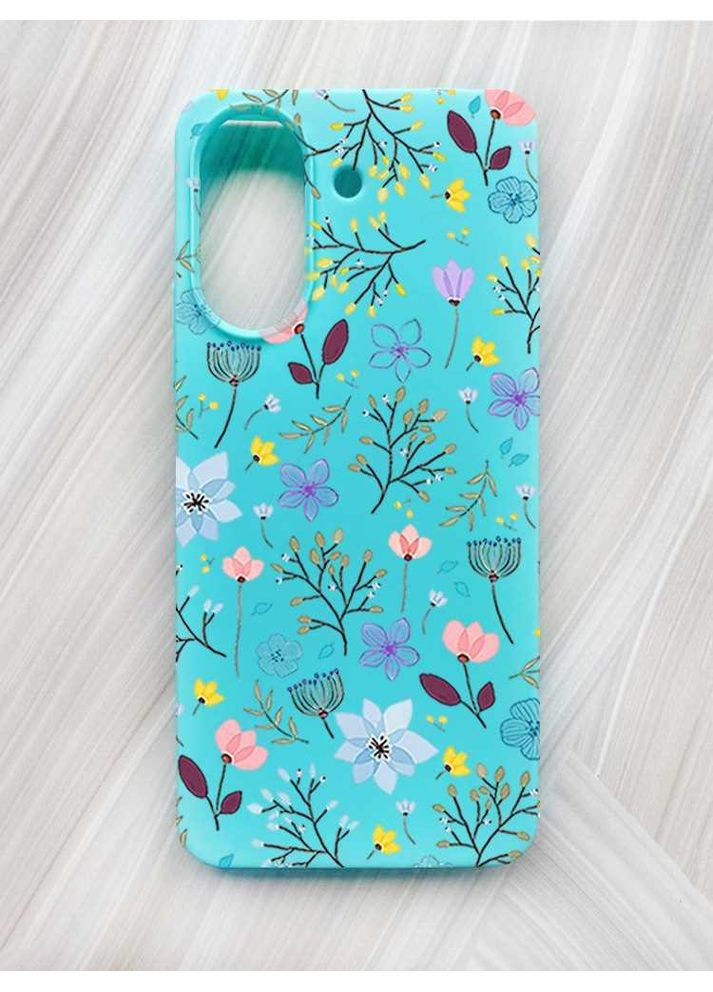 Матовий бірюзовий чохол на Xiaomi Redmi 13C / Poco C65 Квітковий фон (принт 267) Creative (355396153)