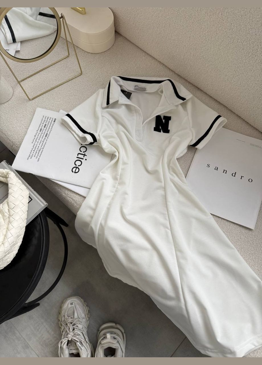 Молочное спортивное, повседневный, кэжуал женское платье FINO Mode однотонное