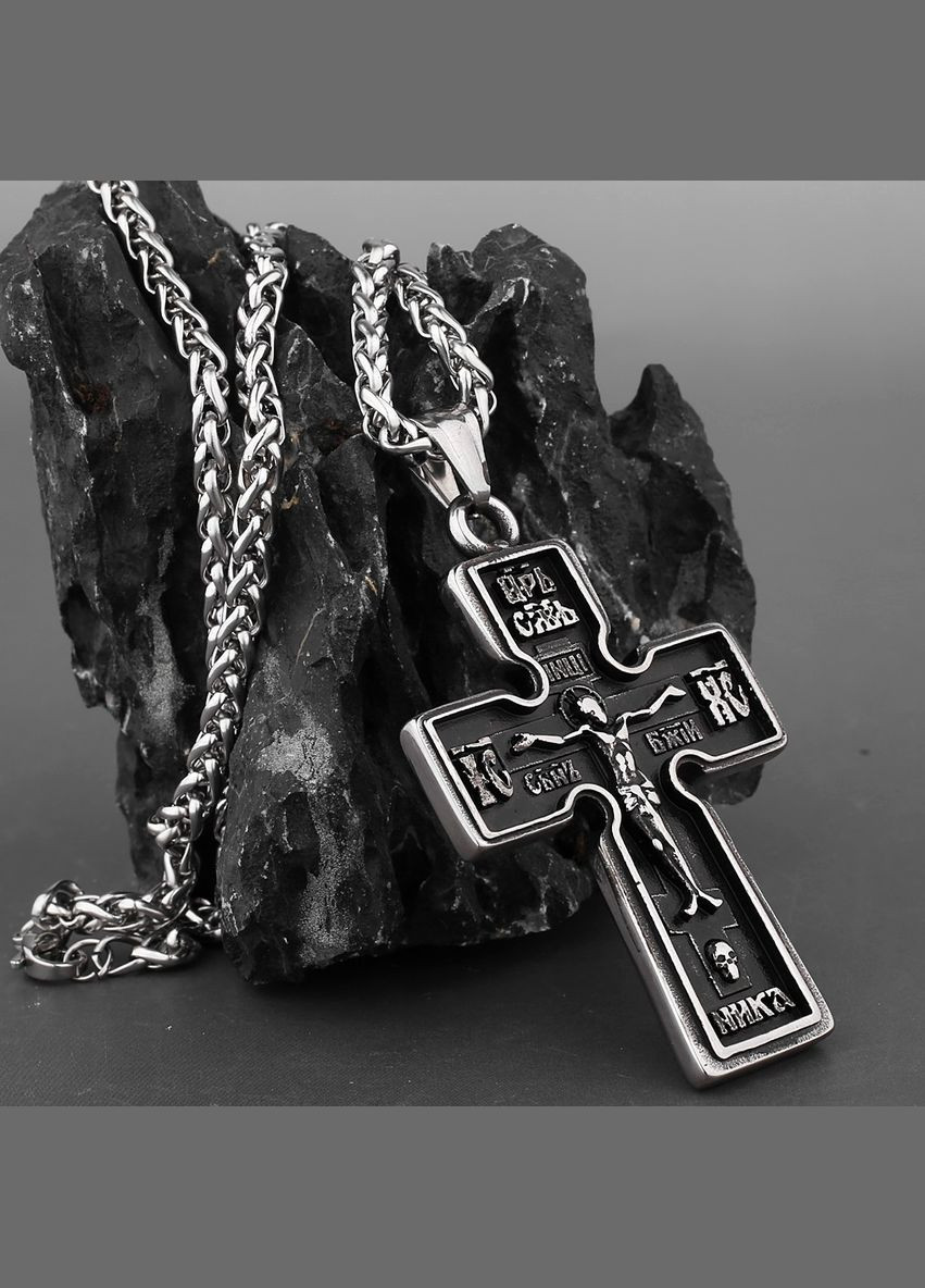 Мужской кулон крестик с цепочкой на шею подвеска амулет стильный оберег STORE 157 (328940112)