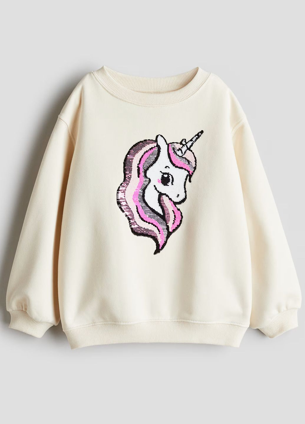 H&M світшот на дівчинку з пайетками перевертнями єдиноріг білий повсякденний трикотаж