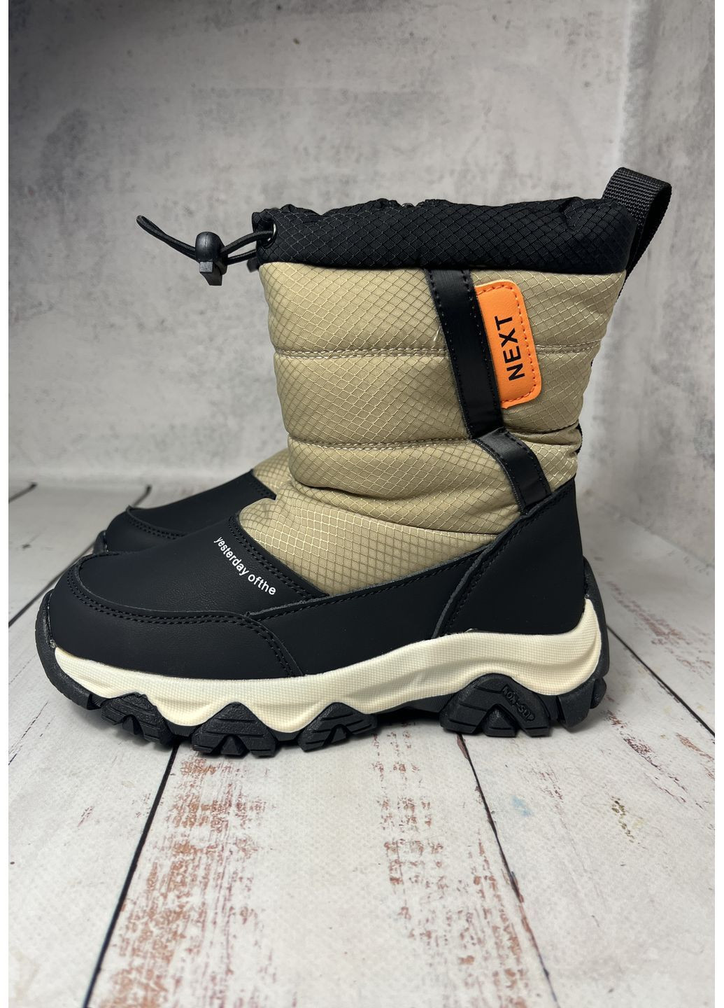 Цветные сапоги дутики зимние детские черно-бежевый (678) Jong Golf на молнии