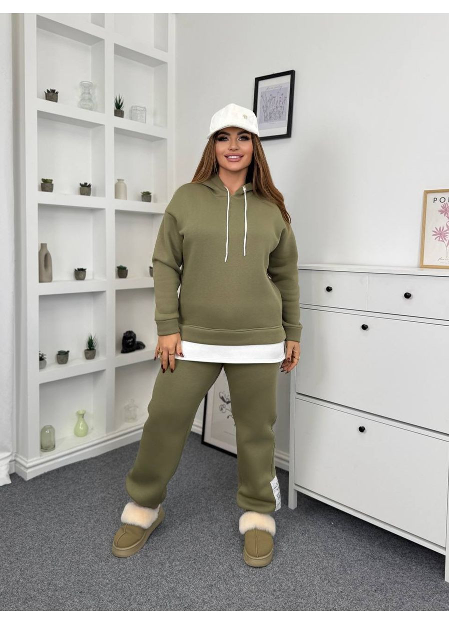 Теплый костюм из тринитки на флисе No Brand (365804774)